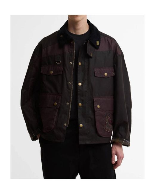 Barbour Black X Feng Chen Wang Porter Waxed Jacket for men