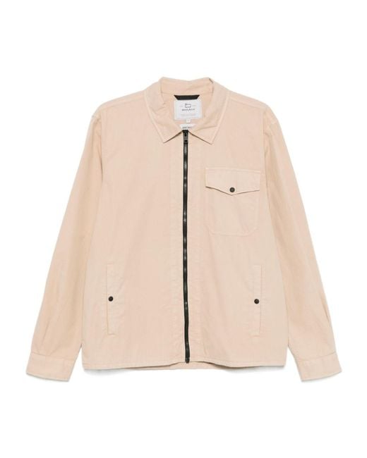 Woolrich Natural Cream Cotton Jacket for men