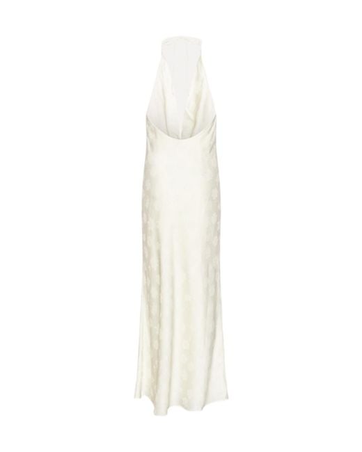 ROTATE BIRGER CHRISTENSEN White Satin Halterneck Maxi Dress