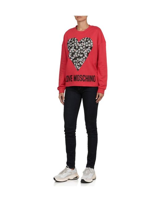 Moschino Red Logo Round-Necked Sweater