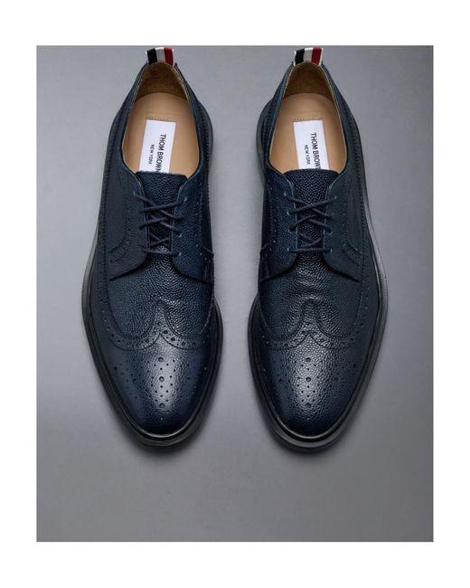 Thom Browne Blue Pebbled Leather Longwing Brogues for men