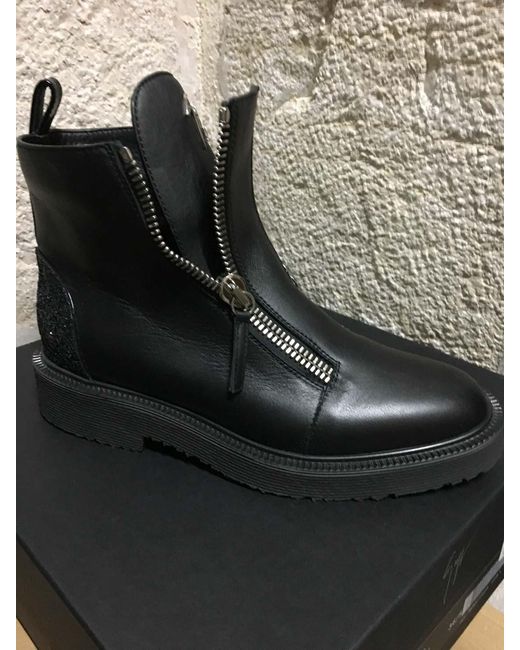 Giuseppe Zanotti Black Kat Glitter Panel Boots