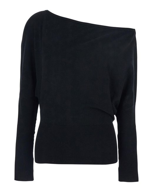 Jonathan Simkhai Blue Draped Off-Shoulder Knitwear