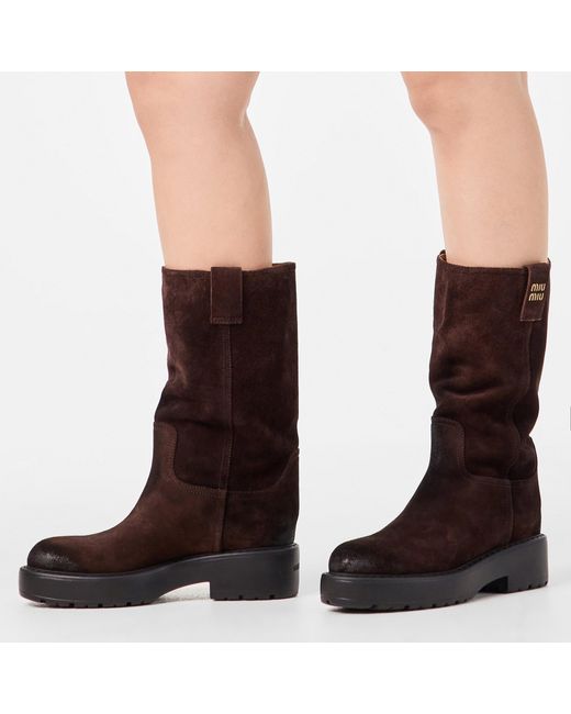 Miu Miu Brown Flat Knee-High Boots