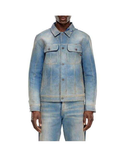 DIESEL Blue D-Barcy-S3 Distressed Denim Trucker Jacket for men