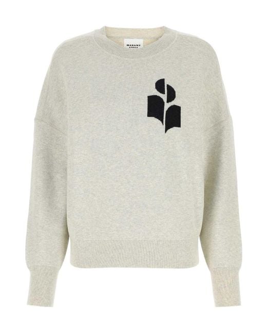 Isabel Marant White Isabel Marant Étoile Logo-Intarsia Crewneck Jumper