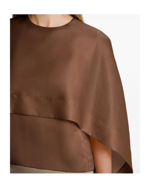 Alberta Ferretti Brown Cut-Out Detailed Crewneck Top