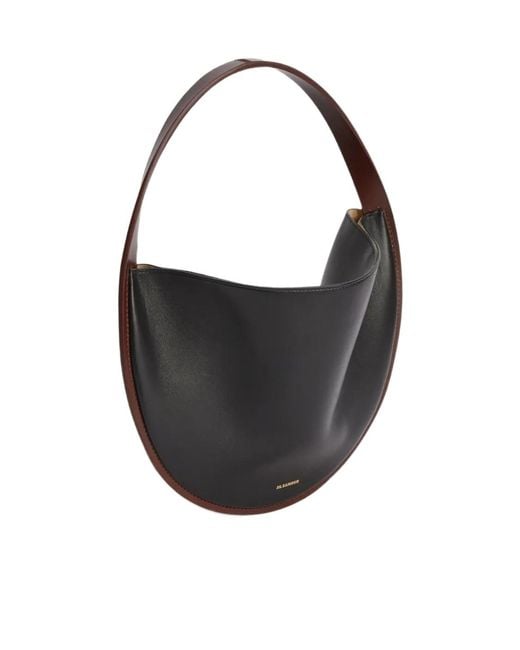 Jil Sander Black Pivot Leather Shoulder Bag