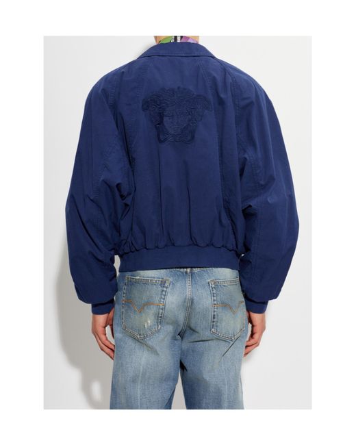 Versace Blue Zip-Up Bomber Jacket for men