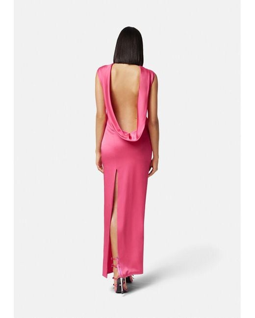 Versace Pink Cowl-Back Sleeveless Maxi Dress