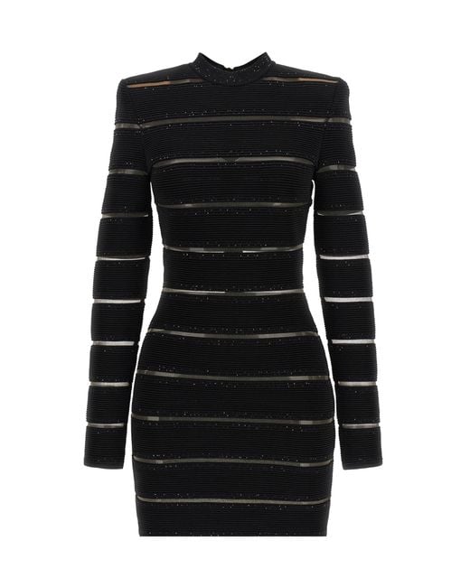 Balmain Black Shimmering Sequinned Mini Dress