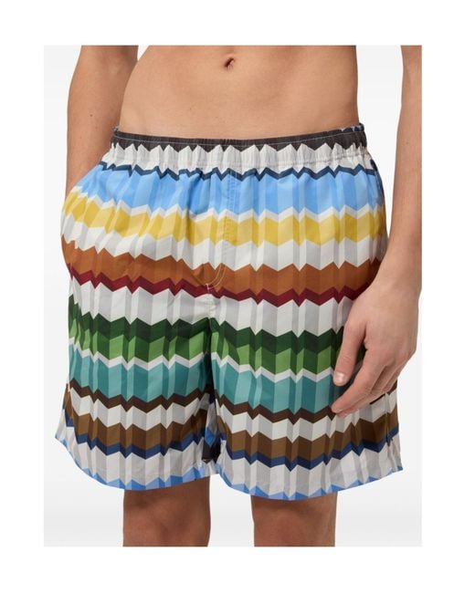 Missoni Blue Zigzag-Print Swim Shorts for men