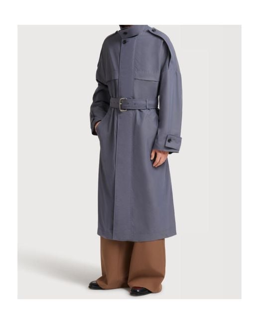 Marni Blue Nylon Trench Coat With Belt for men