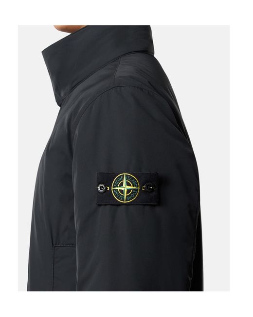 Stone Island Blue Logo Patch High Neck Jacket for men