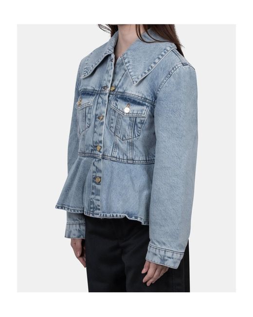 Ganni Blue Collared Long-Sleeved Denim Jacket
