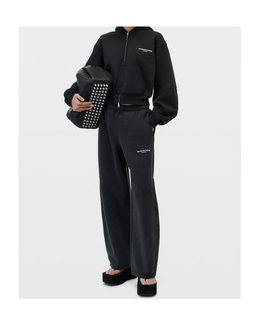Alexander Wang Black Logo Print Zip-Up Hoodie