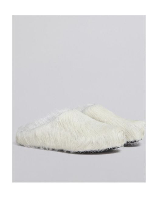 Marni White Round Toe Slip-On Slippers for men