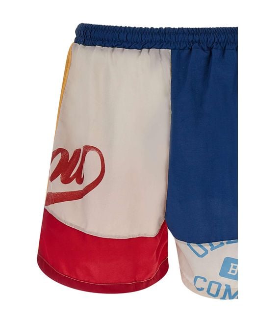 Barrow Blue Logo Print Panelled Track Shorts for men