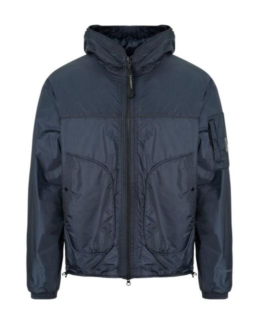 C P Company Blue Zippered Long-Sleeved Casual Jacket for men