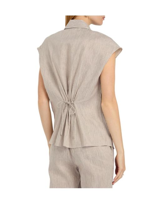 Vince White Ticking Striped Cotton-Blend Blouse