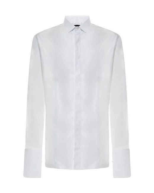 Emporio Armani White Button-Up Long Sleeved Shirt for men