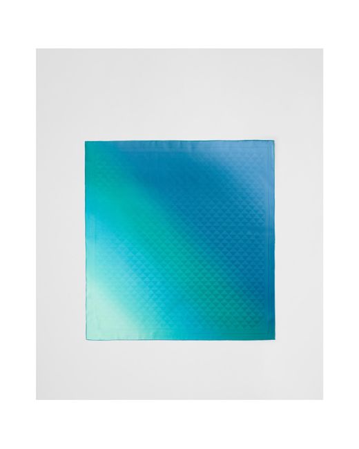 Prada Blue Gradient Printed Scarf