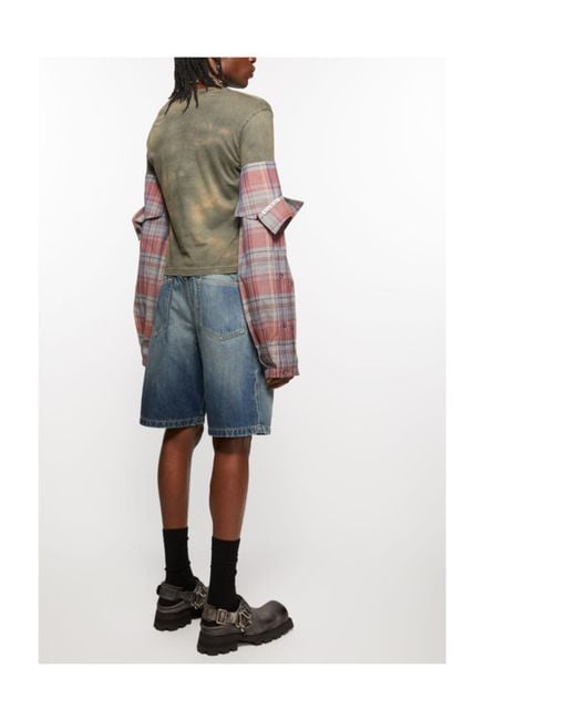 Acne Blue Logo-Patch Denim Shorts for men