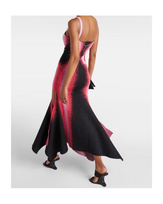 Y. Project Red Printed Knitted Midi Dress