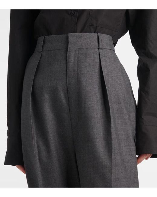 Lemaire Black Pleated Straight-Leg Trousers