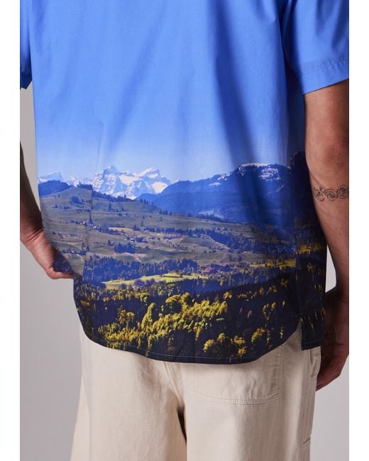 Paul Smith Blue Landscape Print Shirt for men