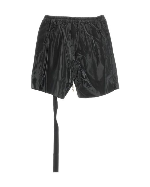 Rick Owens Black High-Shine Drawstring-Waistband Shorts