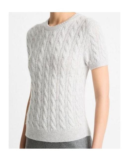Vince Gray Cable-Knit T-Shirt