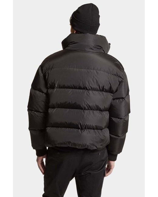 DSquared² Black High-Neck Quilted Puffer Jacket for men