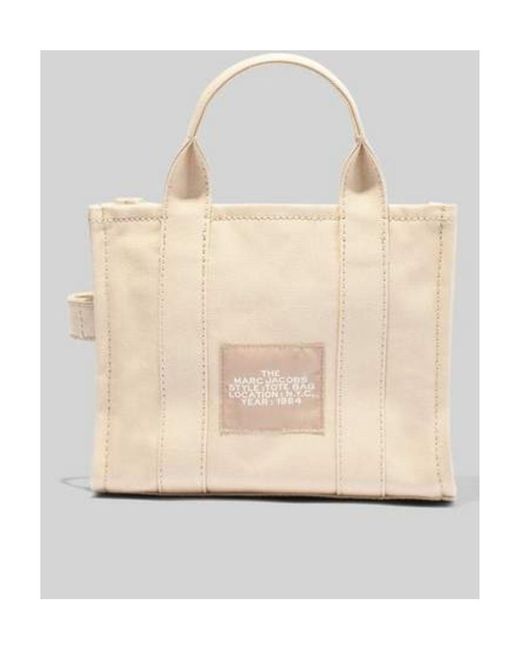 Marc Jacobs Natural Logo Printed Zip-Up Small Tote Bag