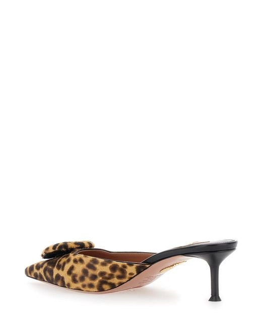Aquazzura Metallic The Hood Bow Mid Heel Mules