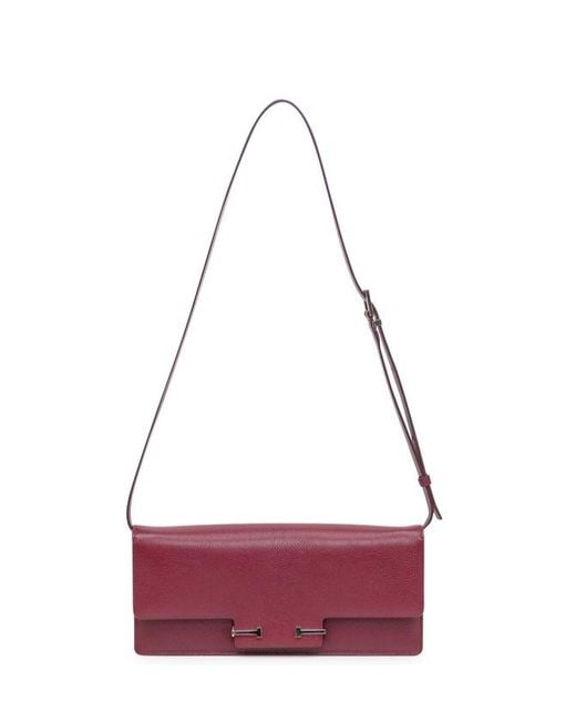 Tom Ford Purple Supple Logo Buckled Shoulder Bag