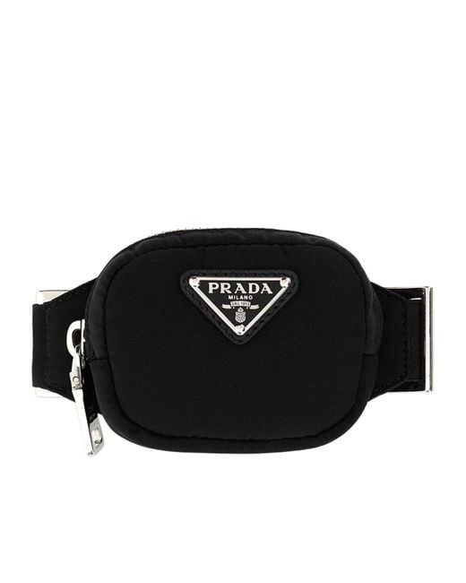Prada Black Triangle-Logo Zipped Key Tag