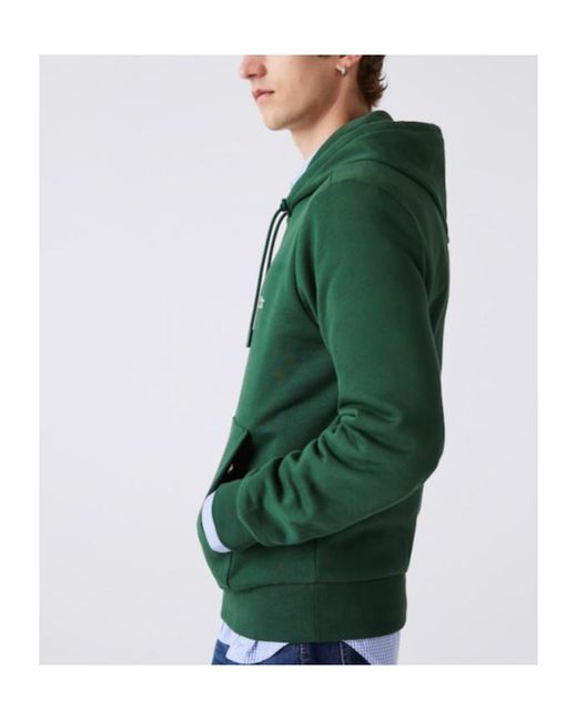 Lacoste Green Logo Embroidered Drawstring Hoodie for men