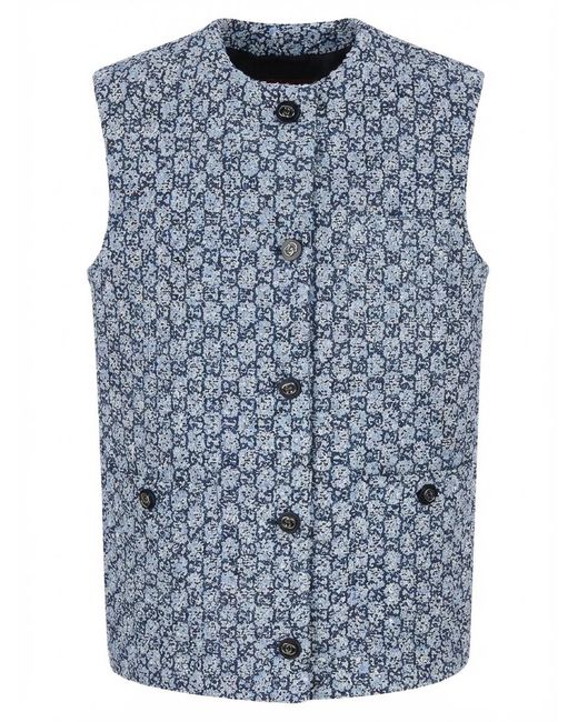 Gucci Blue Monogrammed Tweed Vest