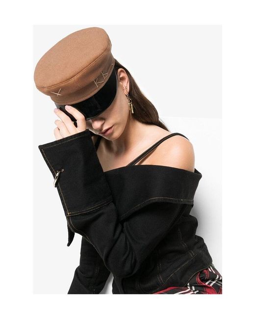 Ruslan Baginskiy Brown Initial Detailed Baker Boy Cap