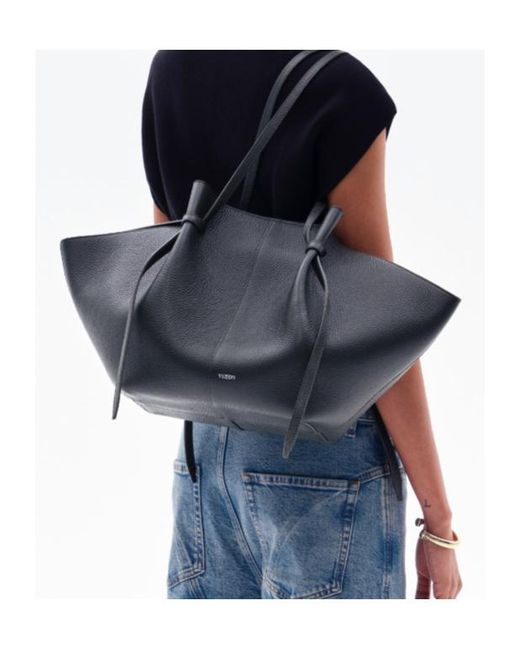 Yuzefi Black Mochi Pebble-Grained Shoulder Bag