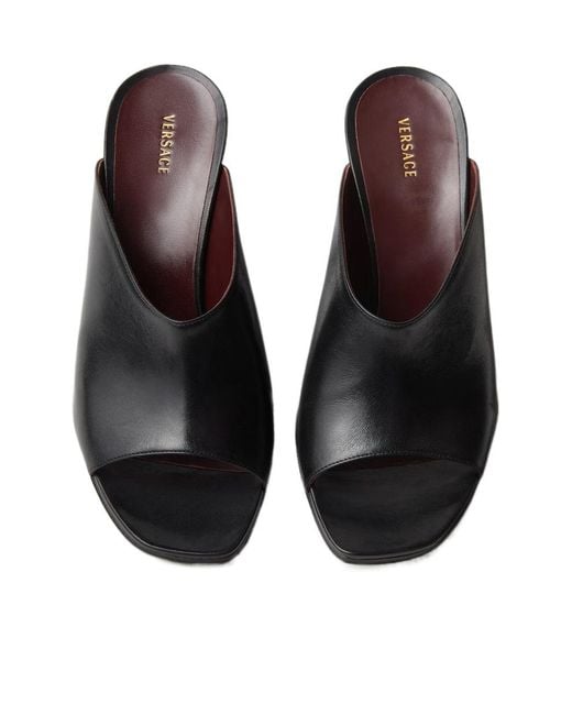 Versace Black Sculpted Heeled Mules
