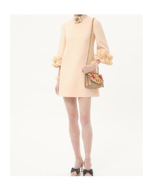 Valentino Pink Crepe Couture Floral Detailed Mini Dress