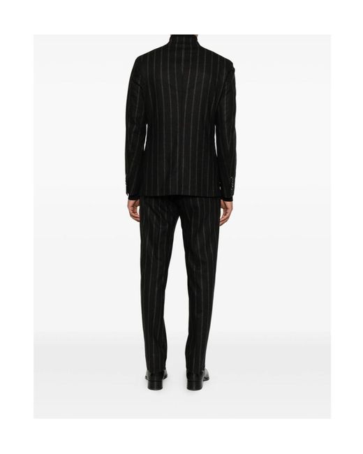 Tagliatore Black Long-Sleeved Suit Jacket And Trousers Set for men