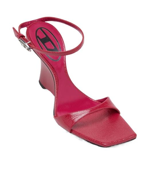DIESEL Pink D-Amber Wedge Sandals