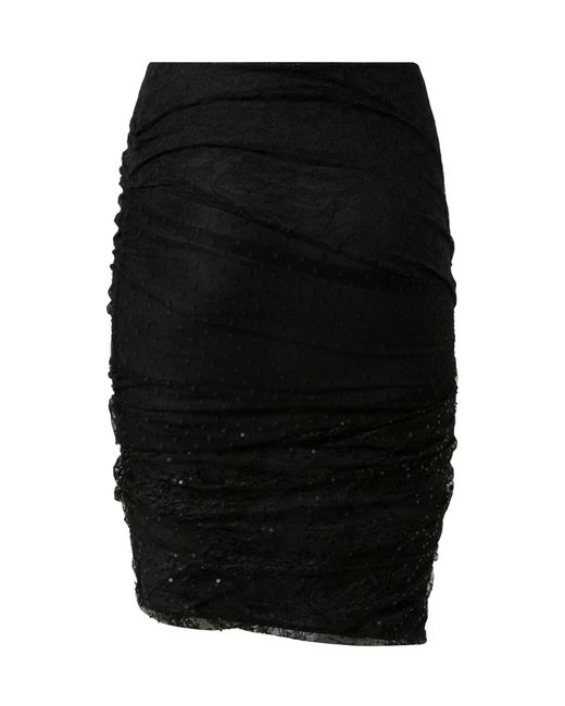 Pinko Black Patchwork-Effect Lace Pencil Skirt