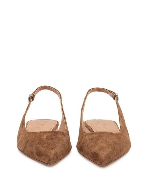Aeyde Brown Squaretoe Suede Flats