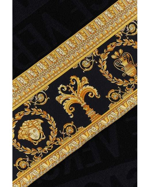Versace Black Baroque-Print Blanket for men