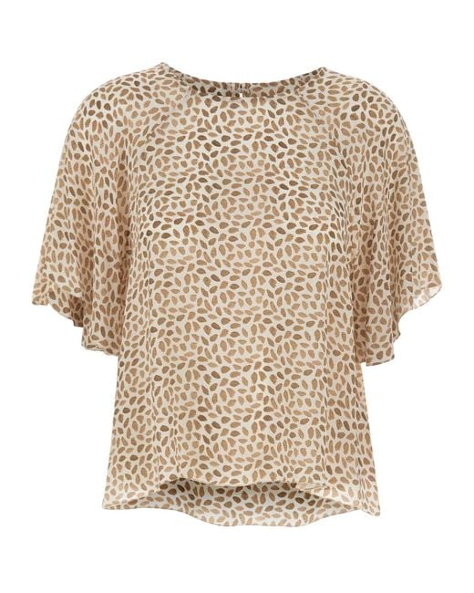 Kaos Natural Printed Round-Neck Blouse