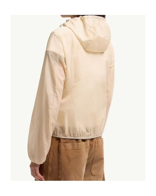 Moncler Natural Zip-Up Hooded Jacket